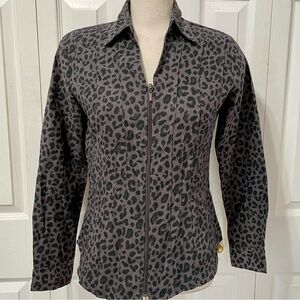 Lemon Grass Leopard Print Zip Front Moto Jacket